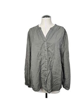 Caffe Marrakesh Button Down Olive Green Blouse XL